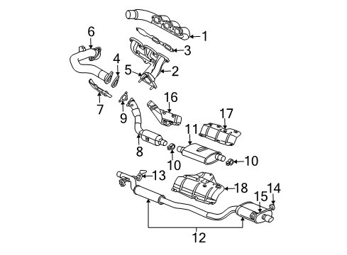 2005 Chrysler Pacifica Exhaust Manifold Exhaust Muffler And Resonator Diagram for 4880352AP