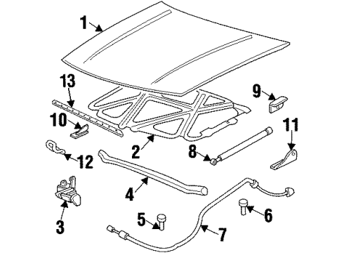 1996 Buick Skylark Hood & Components Latch Asm-Hood Primary & Secondary Diagram for 22591600
