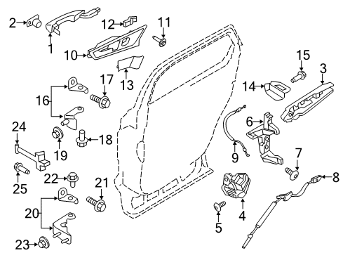 2016 Lincoln MKX Rear Door - Lock & Hardware Handle, Outside Diagram for GA1Z-5426604-ABPTM