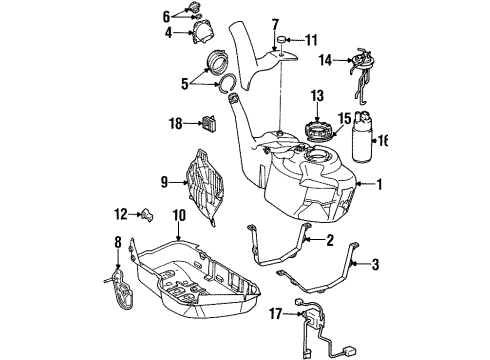 1998 Toyota Supra Fuel System Components Fuel Cap Diagram for 77310-14090