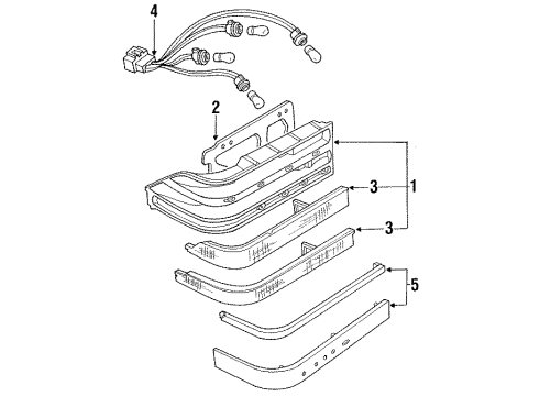 1991 Ford Probe Combination Lamps Combo Lamp Assembly Diagram for FO2Z13404A