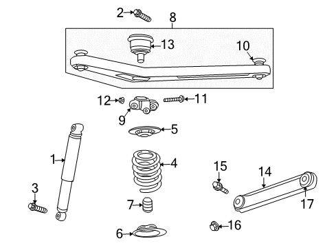 2002 Jeep Liberty Rear Suspension Components, Lower Control Arm, Upper Control Arm, Stabilizer Bar Spring-Suspension Diagram for 52088804AB
