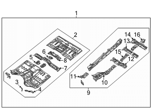 2022 Jeep Wagoneer Floor & Rails Bracket-Pedal Diagram for 68299752AB