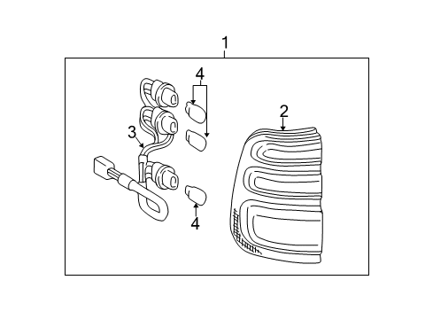 2004 Toyota Land Cruiser Bulbs Socket & Wire Diagram for 81555-60680