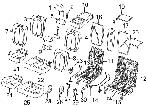 2016 BMW X1 Rear Seat Components FOAM PAD, SEAT, REAR RIGHT Diagram for 52207300112