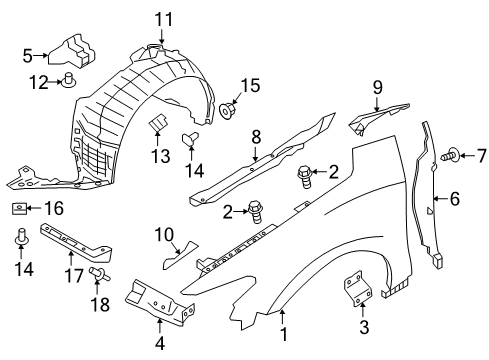 2020 Nissan Maxima Exterior Trim - Fender BAFFLE Front Fender, Lower RH Diagram for 63134-3TA1A