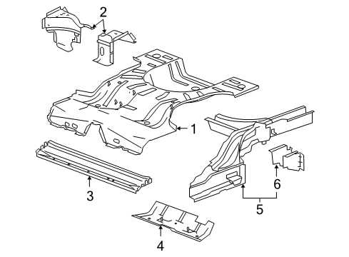 2008 Pontiac G6 Rear Body - Floor & Rails Rear Floor Pan Diagram for 15299684