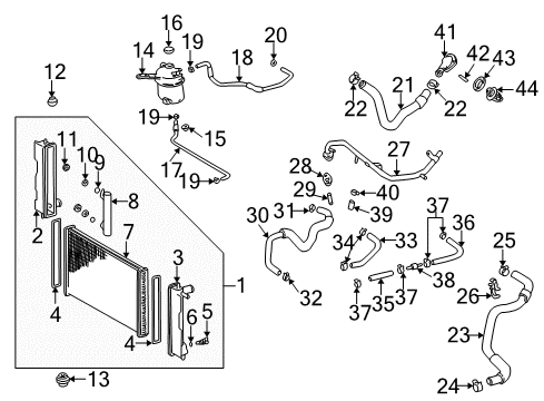 2001 Toyota Celica Radiator & Components Overflow Hose Diagram for 16264-22040