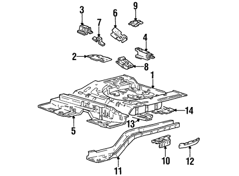 1997 Hyundai Elantra Rear Body - Floor & Rails Plate-Floor To Wheel House Inner, R Diagram for 65593-29200