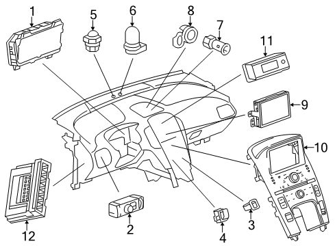 2014 Chevrolet Volt Controls - Instruments & Gauges Control Panel Diagram for 22971877