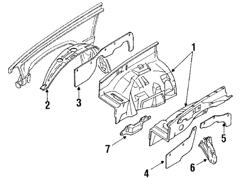 1993 Toyota 4Runner Inner Components - Fender Stone Deflector Diagram for 53875-89106