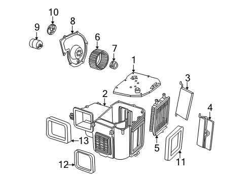 1994 Dodge B250 A/C Evaporator & Heater Components Motor, Heater Diagram for 4443101