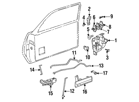 1992 Buick Skylark Front Door - Lock & Hardware Rod Asm-Front Side Door Locking Diagram for 22590757