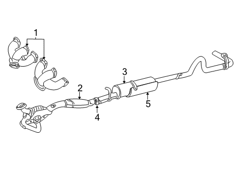 1996 Ford E-350 Econoline Club Wagon Exhaust Components, Exhaust Manifold Muffler Diagram for F5UZ5230AUA