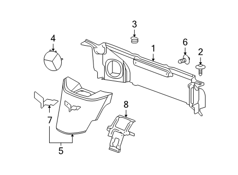 2011 Chevrolet Corvette Interior Trim - Quarter Panels Flare Retainer Diagram for 11588833