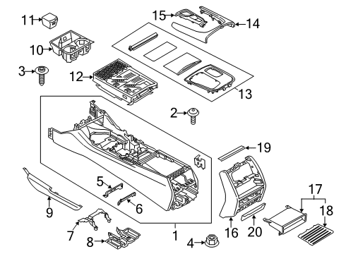 2020 BMW 740i xDrive Center Console COVER, CENTER CONSOLE, LEATH Diagram for 51167951010