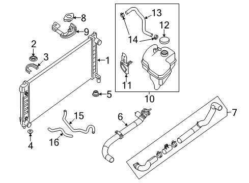 2019 Nissan Maxima Radiator & Components Bracket-Reserve Diagram for 21745-3TA0A