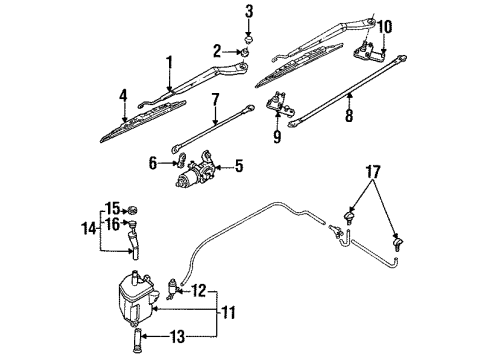 1991 Infiniti G20 Wiper & Washer Components Wiper Motor Arm Assembly Diagram for 28825-59J00
