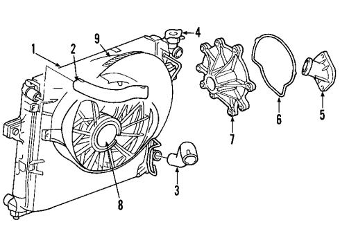 1999 Jeep Grand Cherokee Cooling System, Radiator, Water Pump, Cooling Fan SHROUD-Fan Diagram for 52079491AB