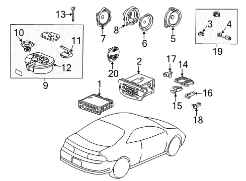 2002 Acura RSX Sound System Clip, Speaker Diagram for 90678-SK7-003