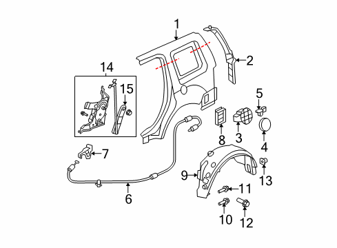 2013 Honda Pilot Lift Gate Adapter Assy., Fuel Filler Diagram for 74480-SZA-A01