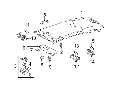 2010 Toyota Highlander Bulbs Lamp Assembly, Dome Diagram for 81240-0E010-B0