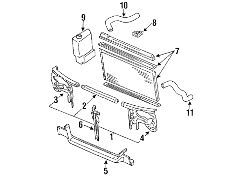 1992 Nissan Sentra Radiator & Components, Radiator Support Tank-Radiator Lower Diagram for 21413-58Y00