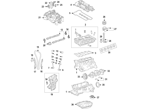 2018 Hyundai Tucson Engine Parts, Mounts, Cylinder Head & Valves, Camshaft & Timing, Variable Valve Timing, Oil Cooler, Oil Pan, Oil Pump, Balance Shafts, Crankshaft & Bearings, Pistons, Rings & Bearings Shaft Assembly-Balance Diagram for 233002G401