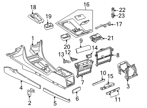 2001 BMW 740i Center Console Rear Center Console Trim Panel Diagram for 51168235536