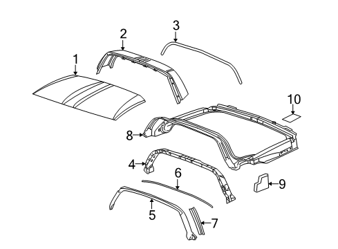 2008 Chevrolet Corvette Roof & Components Weatherstrip Asm-Roof Lift Off Panel/Window Rear Diagram for 15881010