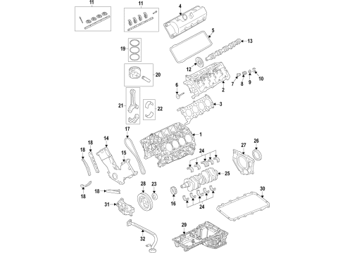 2019 Ford E-350 Super Duty Engine Parts, Mounts, Cylinder Head & Valves, Camshaft & Timing, Variable Valve Timing, Oil Pan, Oil Pump, Adapter Housing, Balance Shafts, Crankshaft & Bearings, Pistons, Rings & Bearings Front Mount Diagram for HC2Z-6038-B