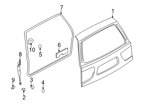 2002 Nissan Pathfinder Lift Gate Bumper Rubber Diagram for 90878-0W002