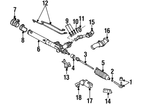 1996 Cadillac Seville P/S Pump & Hoses, Steering Gear & Linkage Gear Kit, Steering (Partial)(Remanufacture) Diagram for 26042766