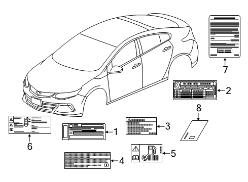 2017 Chevrolet Volt Information Labels Battery Label Diagram for 23157740