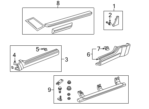 2010 Honda Element Exterior Trim - Pillars, Rocker & Floor Garnish Assy., L. FR. Side Sill *NH533* (BUMPER DARK GRAY) Diagram for 71850-SCV-A50ZA