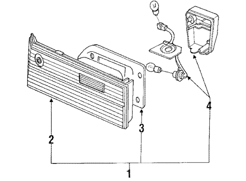 1991 Honda Accord Tail Lamps Cover & Wire, R. Diagram for 34152-SM4-003