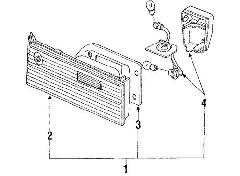 1991 Honda Accord Tail Lamps Light Assy., R. Lid Diagram for 34150-SM4-A02