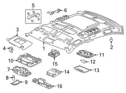 2017 Honda Civic Interior Trim - Roof Light Assy., Ambient Diagram for 34180-TBA-A01ZB