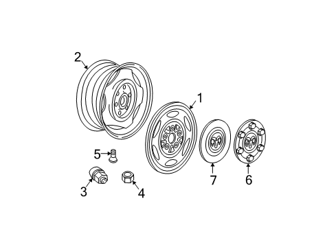 1999 Dodge Dakota Wheels, Covers & Trim Steel Wheel Diagram for 52057797