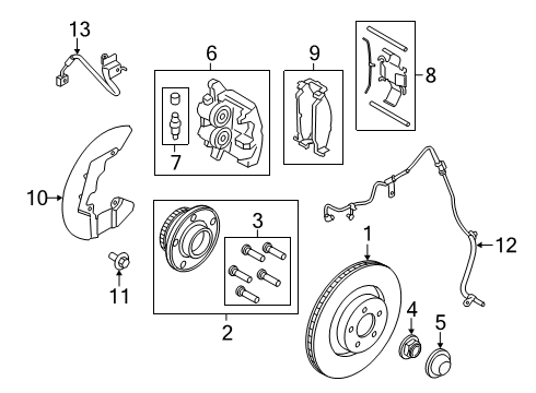 2020 Ford Mustang Anti-Lock Brakes Caliper Retainer Clip Diagram for FR3Z-2068-B