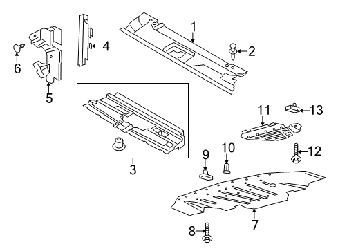 2017 Ford Mustang Splash Shields Side Air Baffle Diagram for FR3Z-8310-A