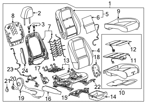 2020 Chevrolet Trax Passenger Seat Components Adjust Handle Diagram for 95078165