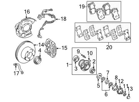 1998 Toyota Land Cruiser Brake Components Insulator Kit Diagram for 04945-60020