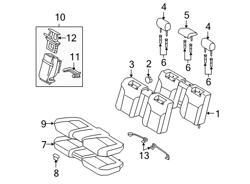 2010 Lexus GS450h Rear Seat Components Rear Seat Center Armrest Cup Holder Sub-Assembly Diagram for 72806-30110-A4