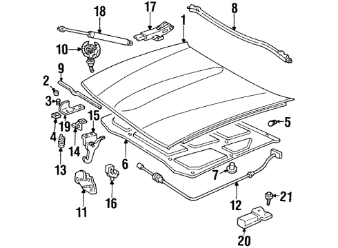 1992 Cadillac Seville Hood & Components Latch Asm-Hood Secondary Diagram for 25672015