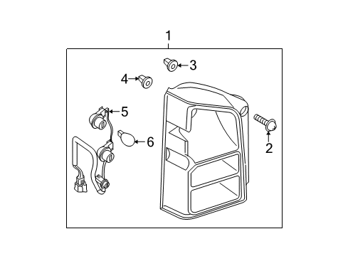 2008 Nissan Pathfinder Bulbs Rear Combination Lamp Socket Assembly Diagram for 26551-EA500