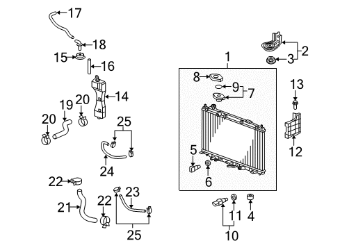 2011 Honda Fit Powertrain Control Cover, Radiator Cap Diagram for 19047-RB0-004