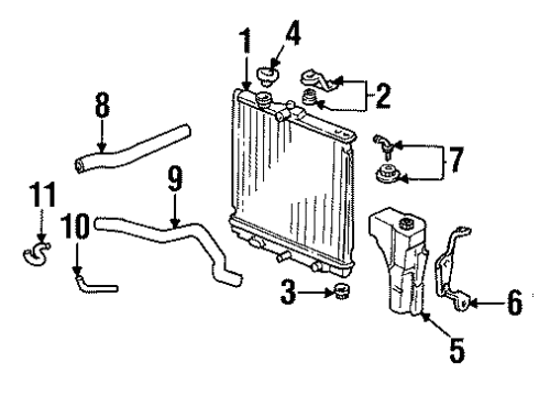 1992 Honda Civic Radiator & Components Bracket, Radiator Mount (Upper) Diagram for 74176-SR3-000