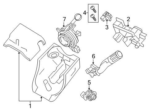 2009 Lincoln MKS Shroud, Switches & Levers Column Cover Diagram for 8A5Z-3530-AC