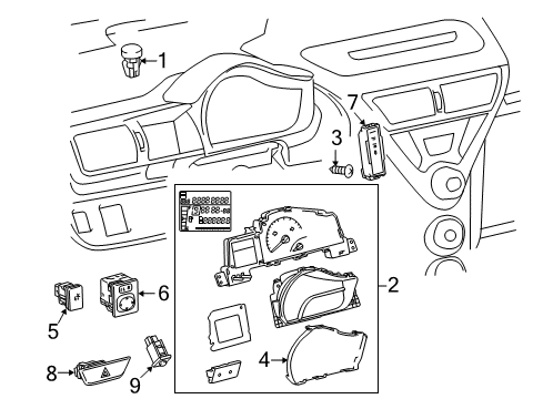 2012 Scion iQ Switches Cluster Assembly Diagram for 83800-74330